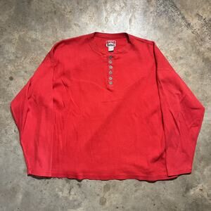 Vintage 90s Marlboro Unlimited Red Boxy Henley Ribbed Shirt